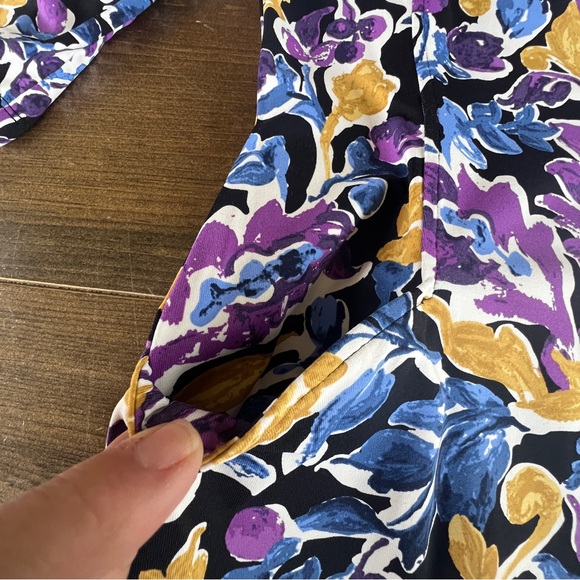 J McLaughlin Catalina Cloth Floral Print Elbow Sleeve Dress w/Pockets - Picture 3 of 5